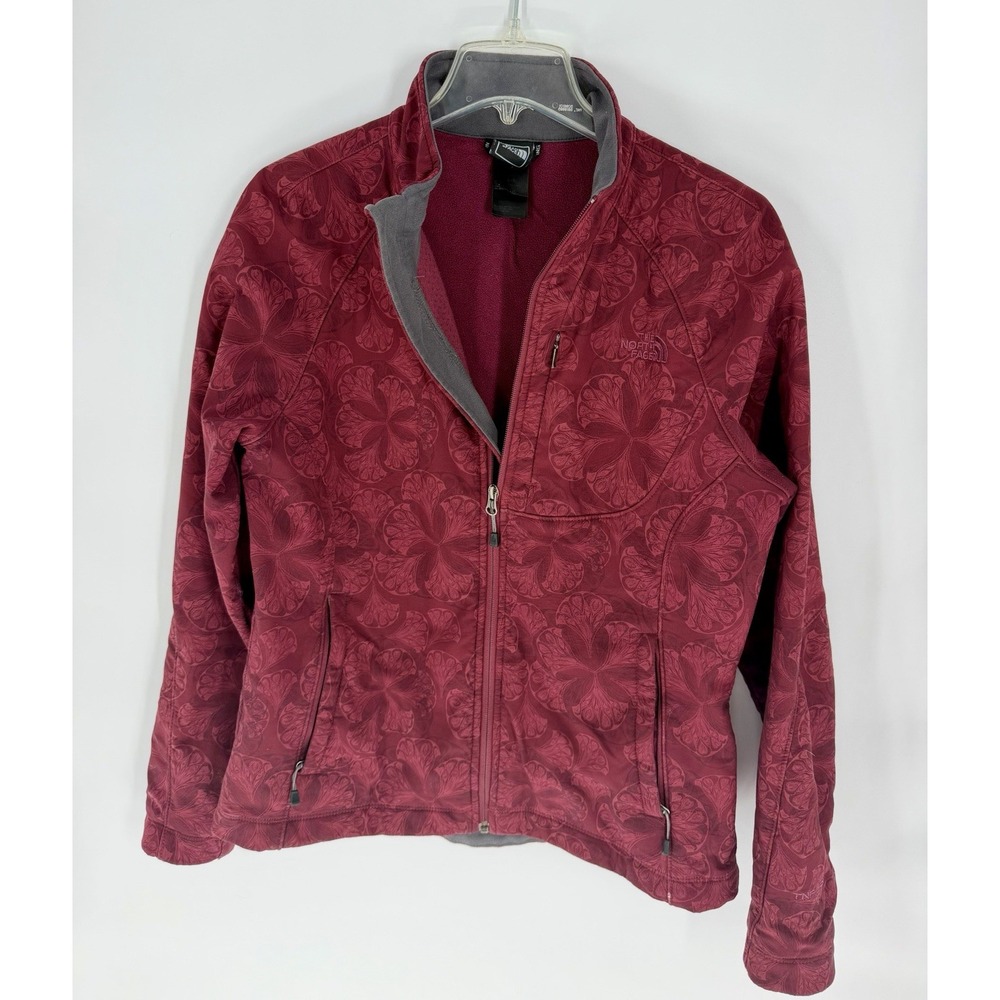 The North Face WOMENS LARGE Apex Bionic Zip-up Softshell Jacket Burgundy Floral
